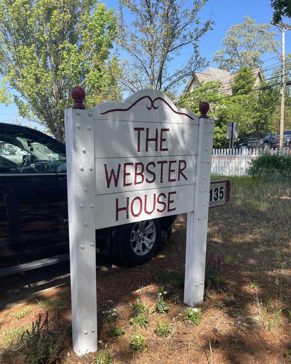 The sign outside the Webster House in Manchester, New Hampshire.